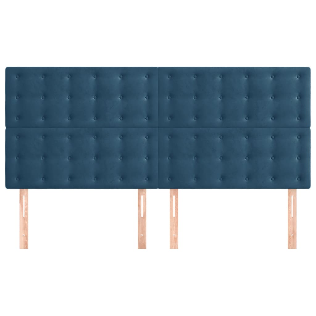 vidaXL Cabeceros 4 unidades de terciopelo azul oscuro 90x5x78/88 cm