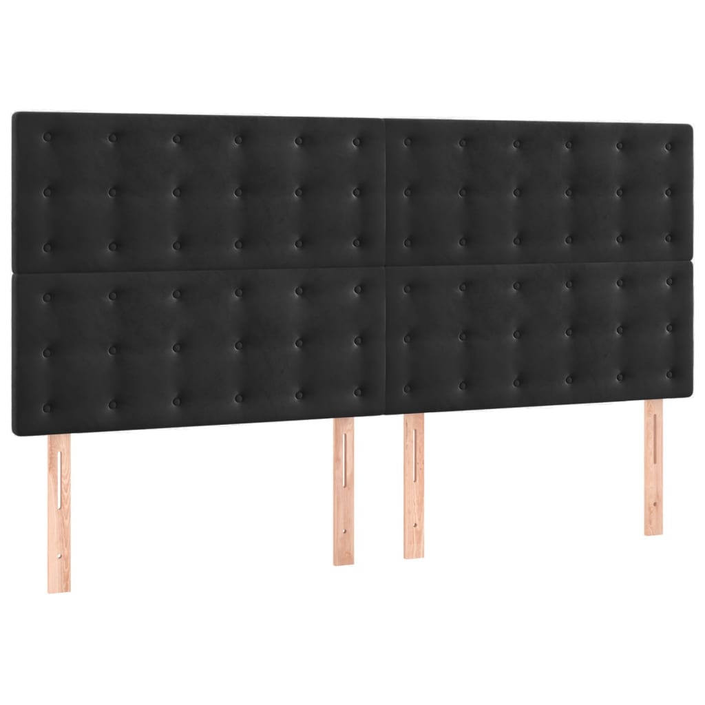 vidaXL Cabeceros 4 unidades de terciopelo negro 100x5x78/88 cm