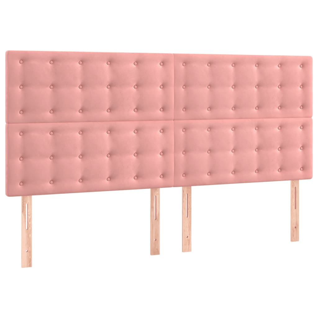 vidaXL Cabeceros 4 unidades de terciopelo rosa 100x5x78/88 cm