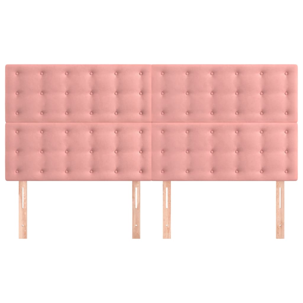 vidaXL Cabeceros 4 unidades de terciopelo rosa 100x5x78/88 cm