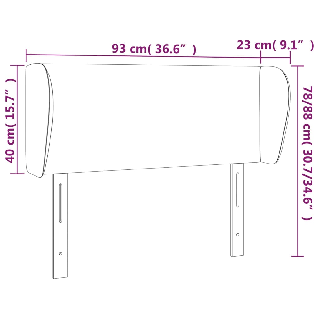 vidaXL Cabecero de tela negro 93x23x78/88 cm