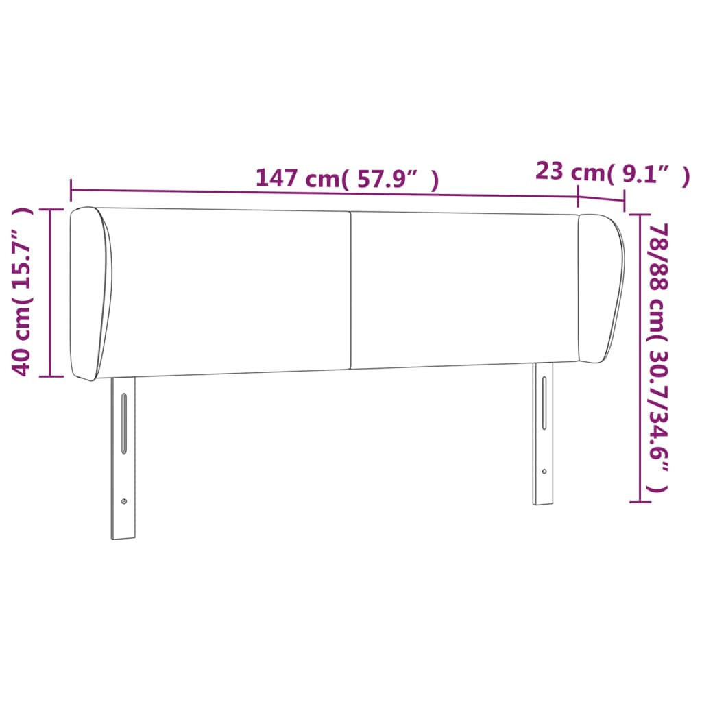 vidaXL Cabecero de tela negro 147x23x78/88 cm