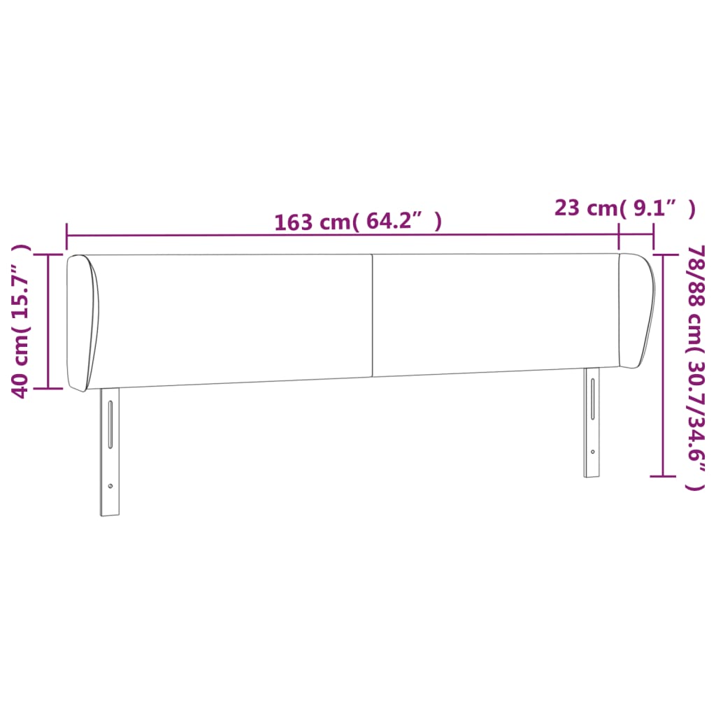 vidaXL Cabecero de tela negro 163x23x78/88 cm