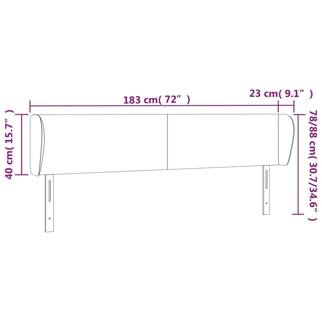 vidaXL Cabecero de tela gris claro 183x23x78/88 cm