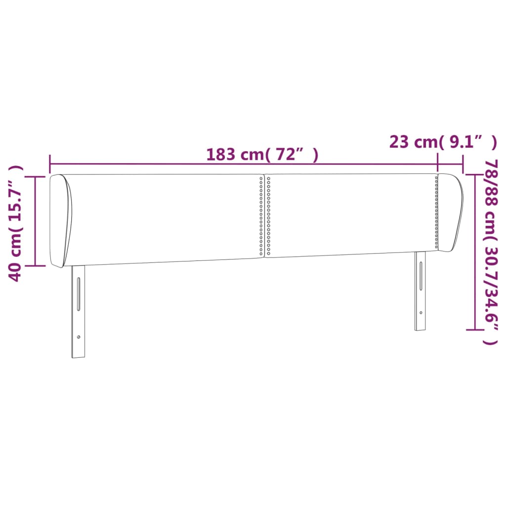 vidaXL Cabecero de tela azul 183x23x78/88 cm