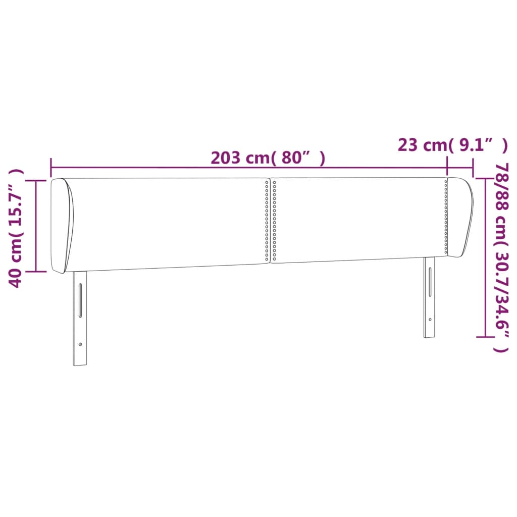 vidaXL Cabecero de tela gris oscuro 203x23x78/88 cm