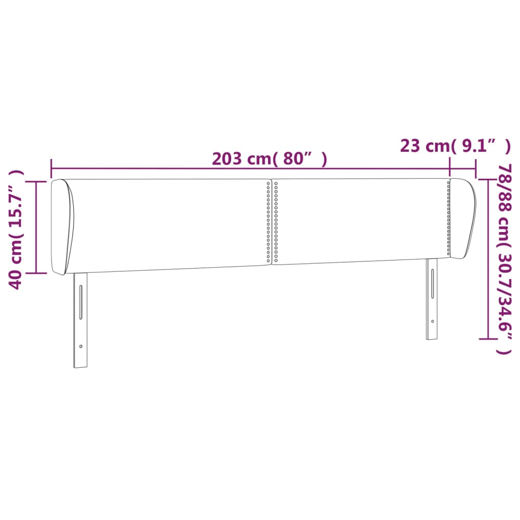 vidaXL Cabecero de tela azul 203x23x78/88 cm