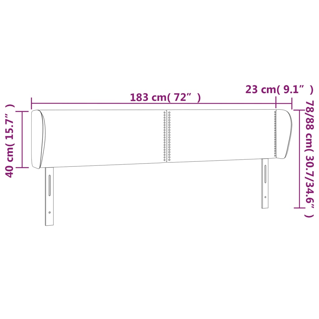 vidaXL Cabecero de terciopelo azul oscuro 183x23x78/88 cm