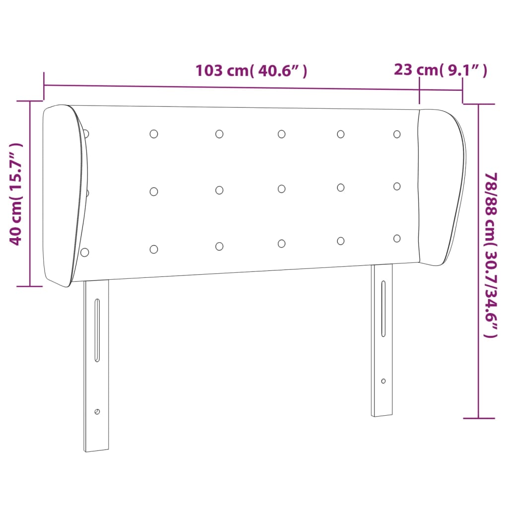 vidaXL Cabecero de cuero sintético color capuchino 103x23x78/88 cm