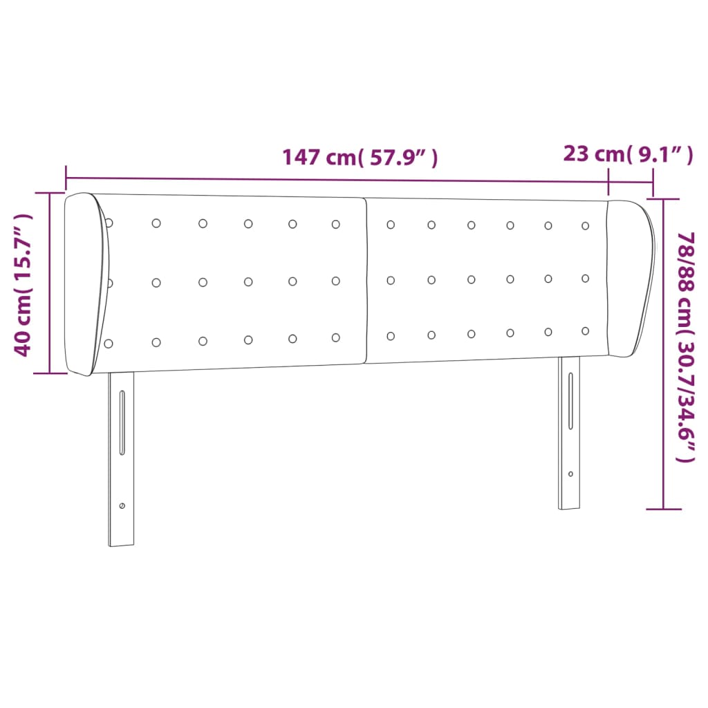 vidaXL Cabecero de cuero sintético negro 147x23x78/88 cm