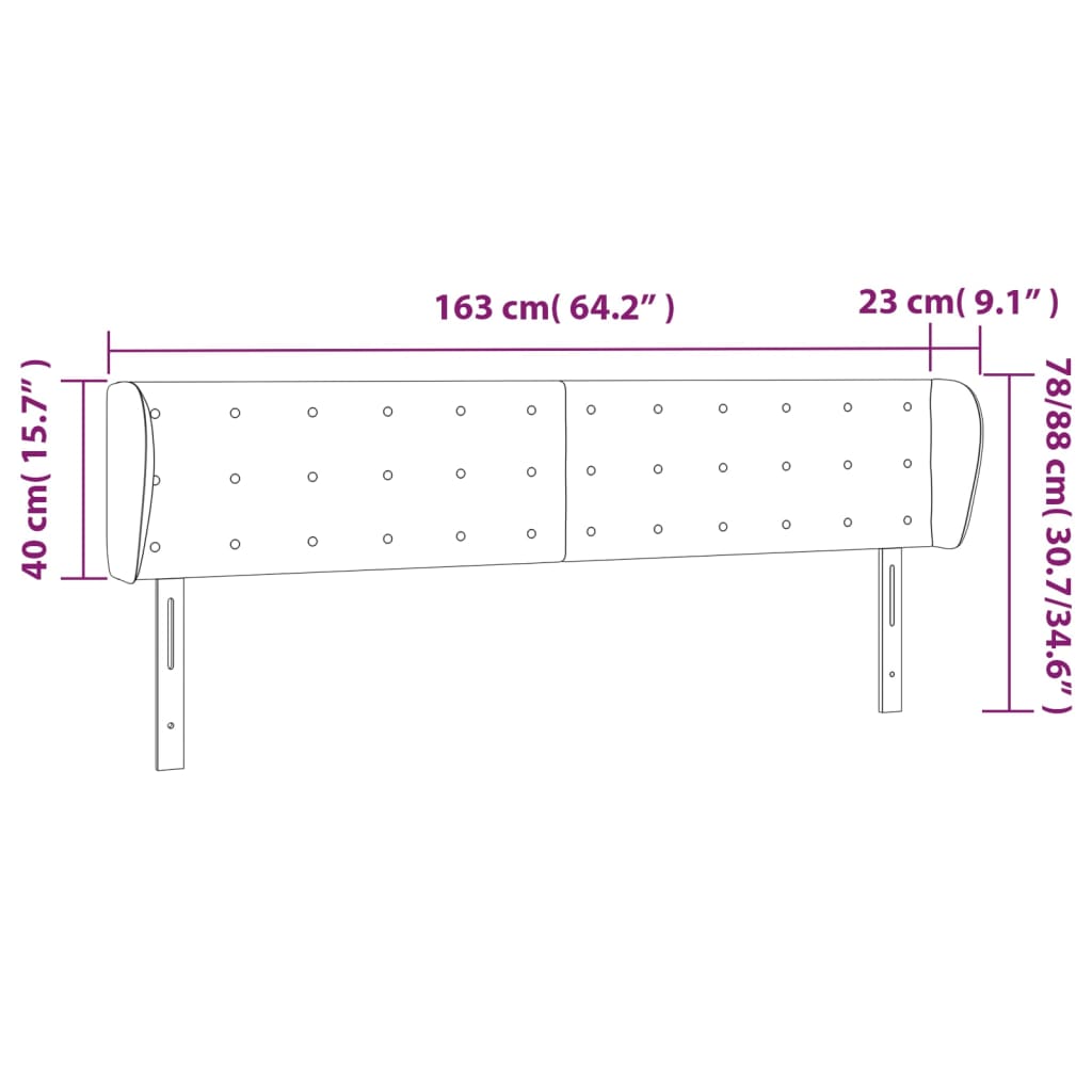 vidaXL Cabecero de cuero sintético negro 163x23x78/88 cm