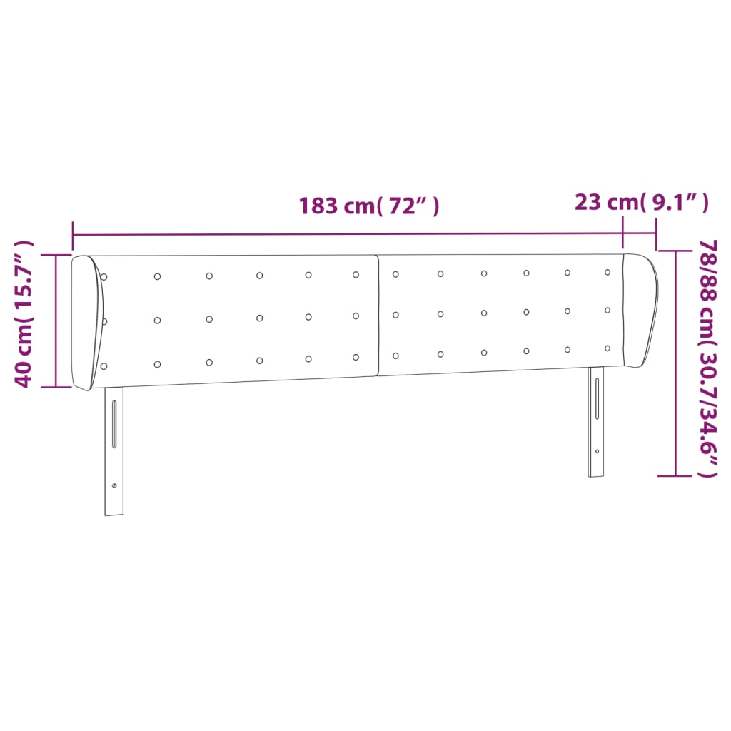 vidaXL Cabecero de cuero sintético gris 183x23x78/88 cm