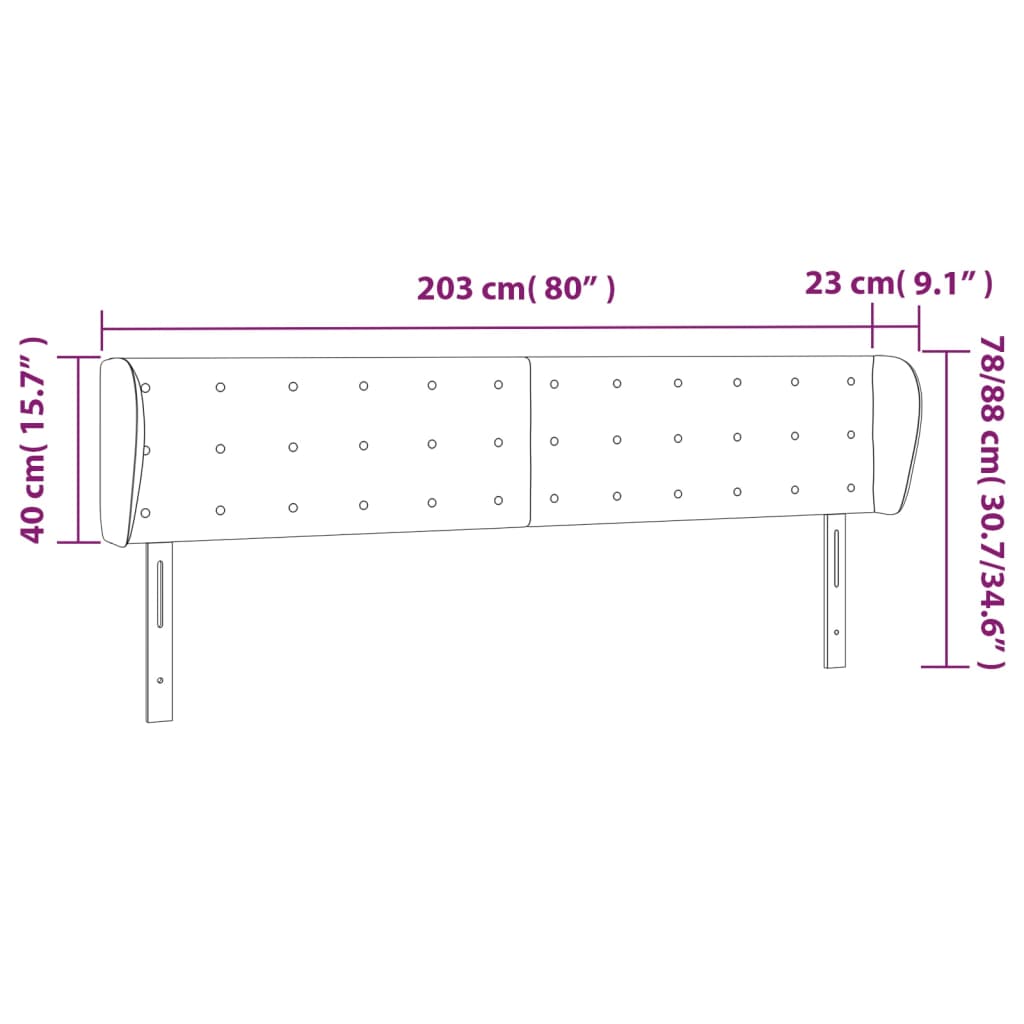 vidaXL Cabecero de cuero sintético negro 203x23x78/88 cm