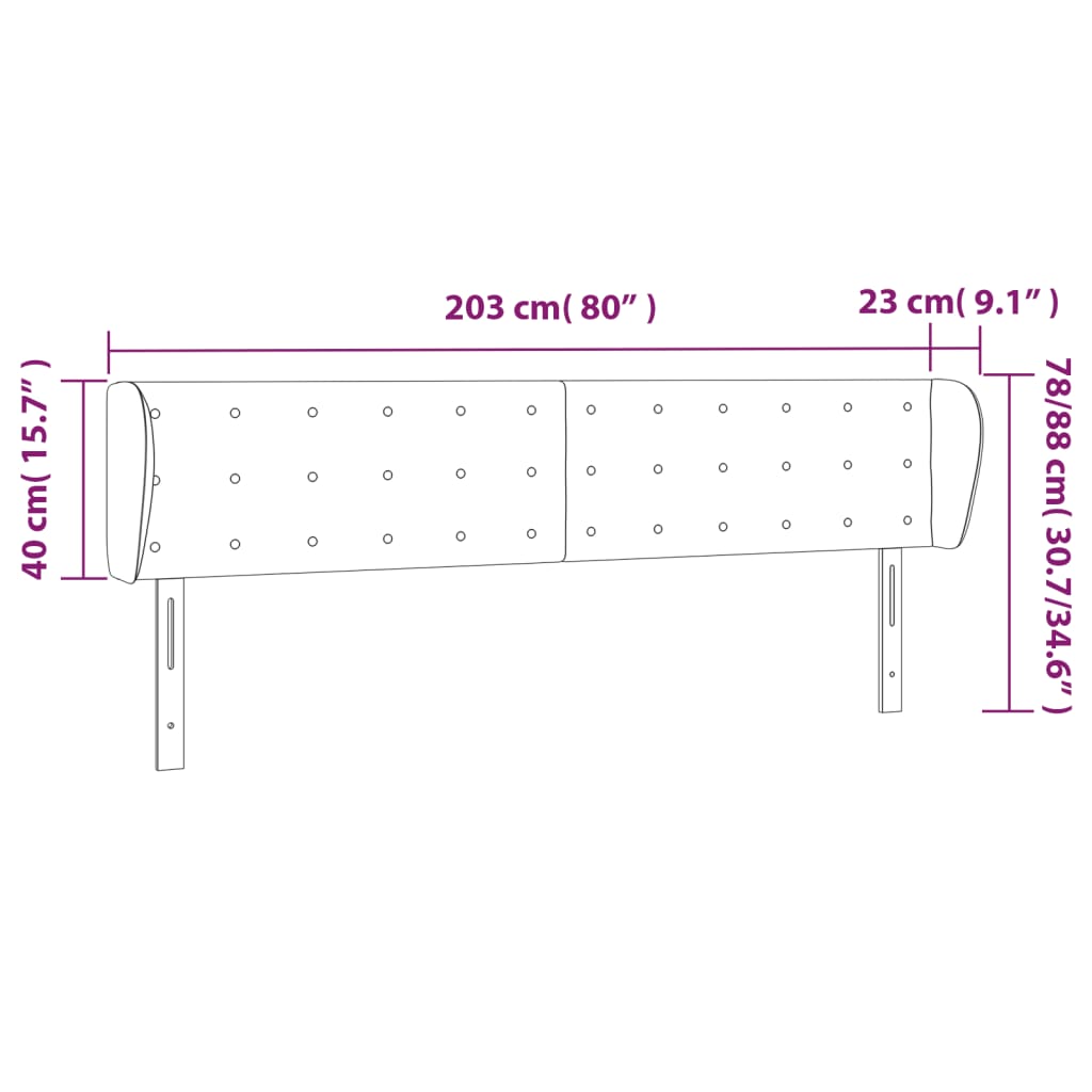 vidaXL Cabecero de cuero sintético color capuchino 203x23x78/88 cm