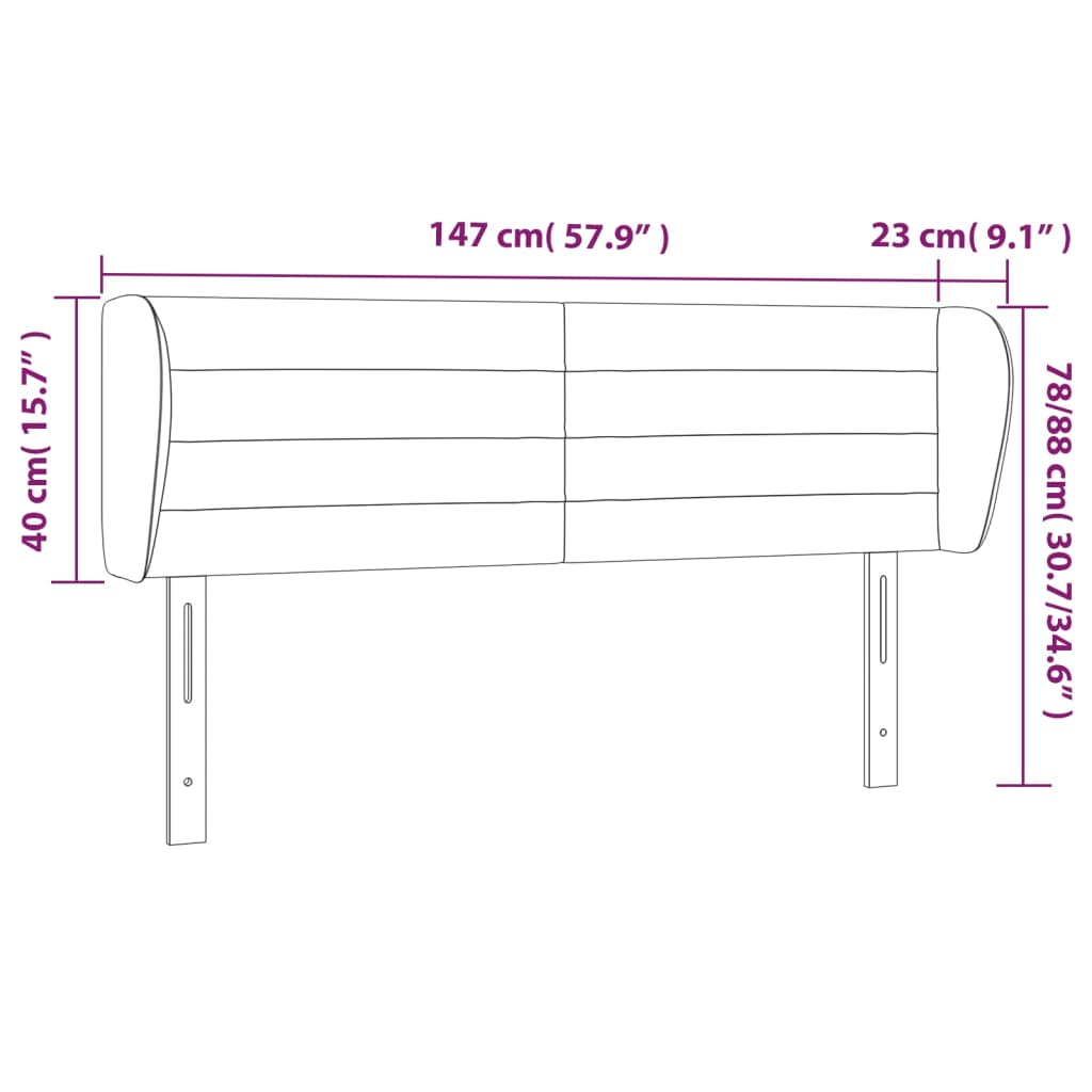 vidaXL Cabecero de tela negro 147x23x78/88 cm