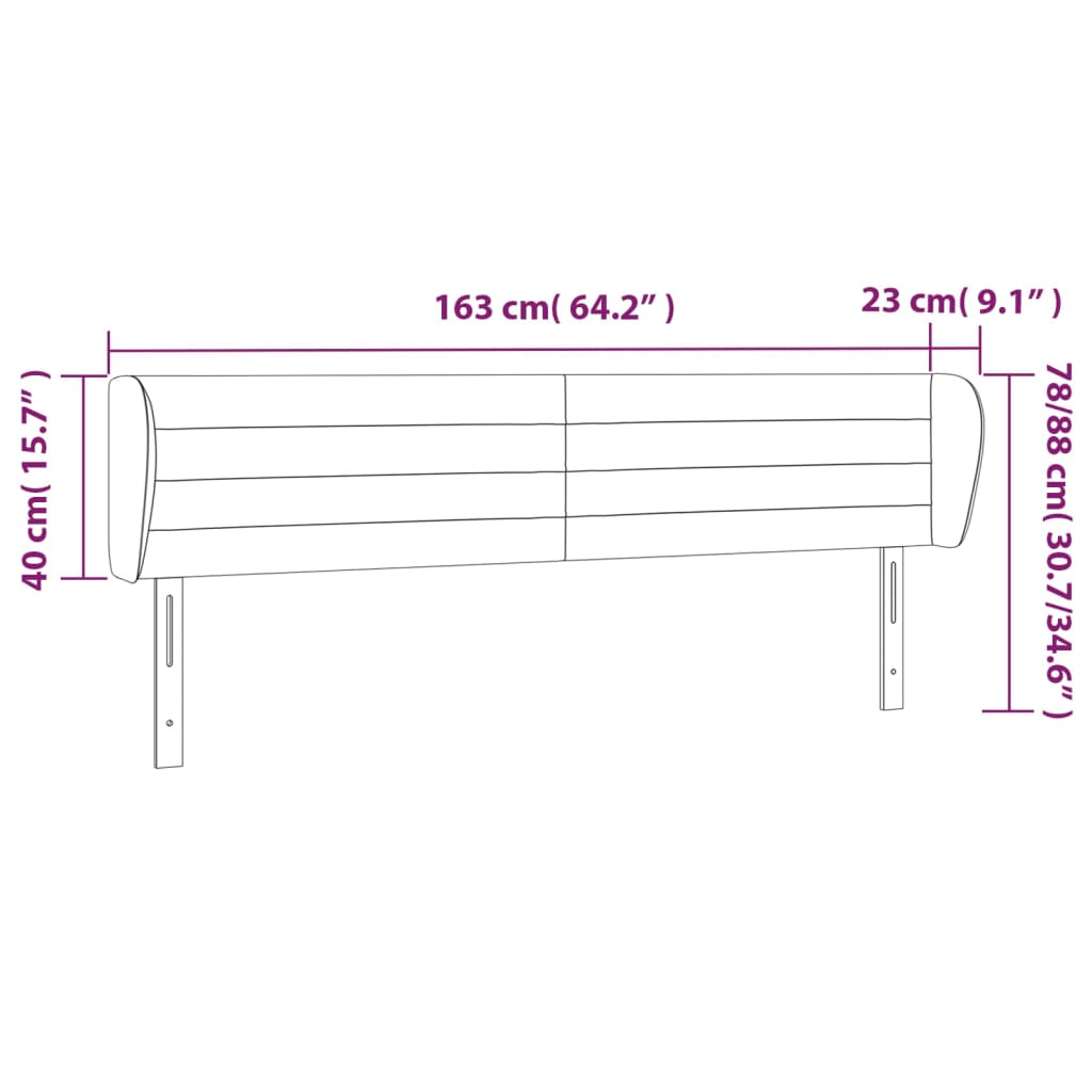 vidaXL Cabecero de tela gris claro 163x23x78/88 cm