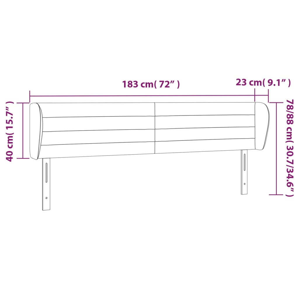 vidaXL Cabecero de tela gris claro 183x23x78/88 cm