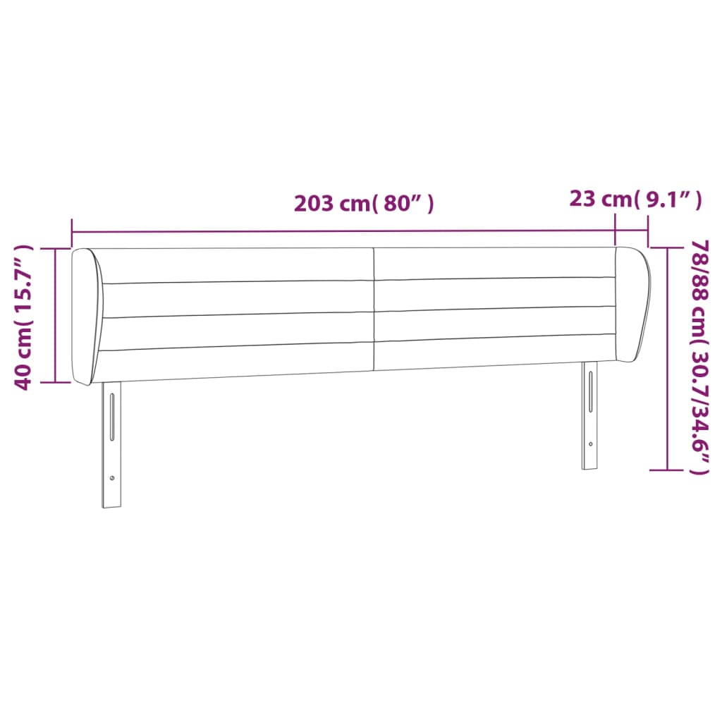 vidaXL Cabecero de tela negro 203x23x78/88 cm