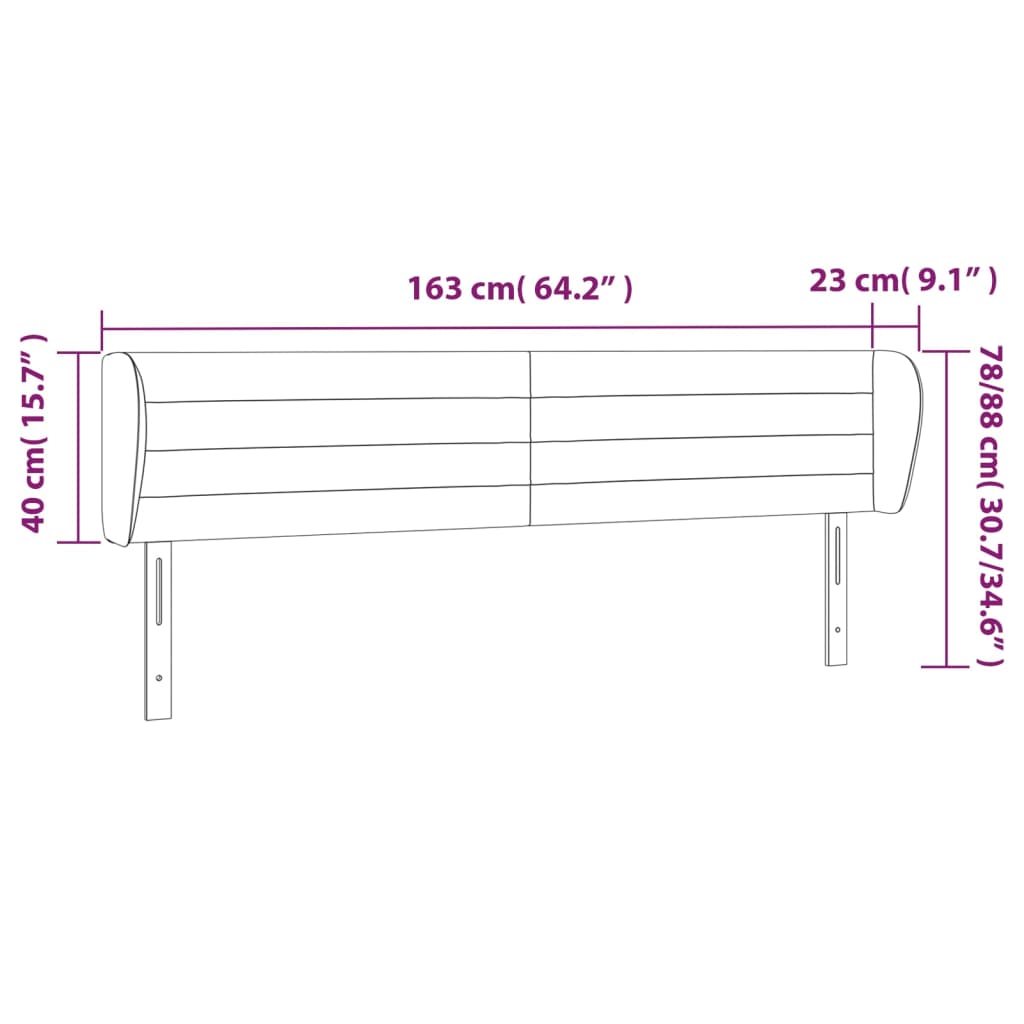 vidaXL Cabecero de terciopelo gris claro 163x23x78/88 cm