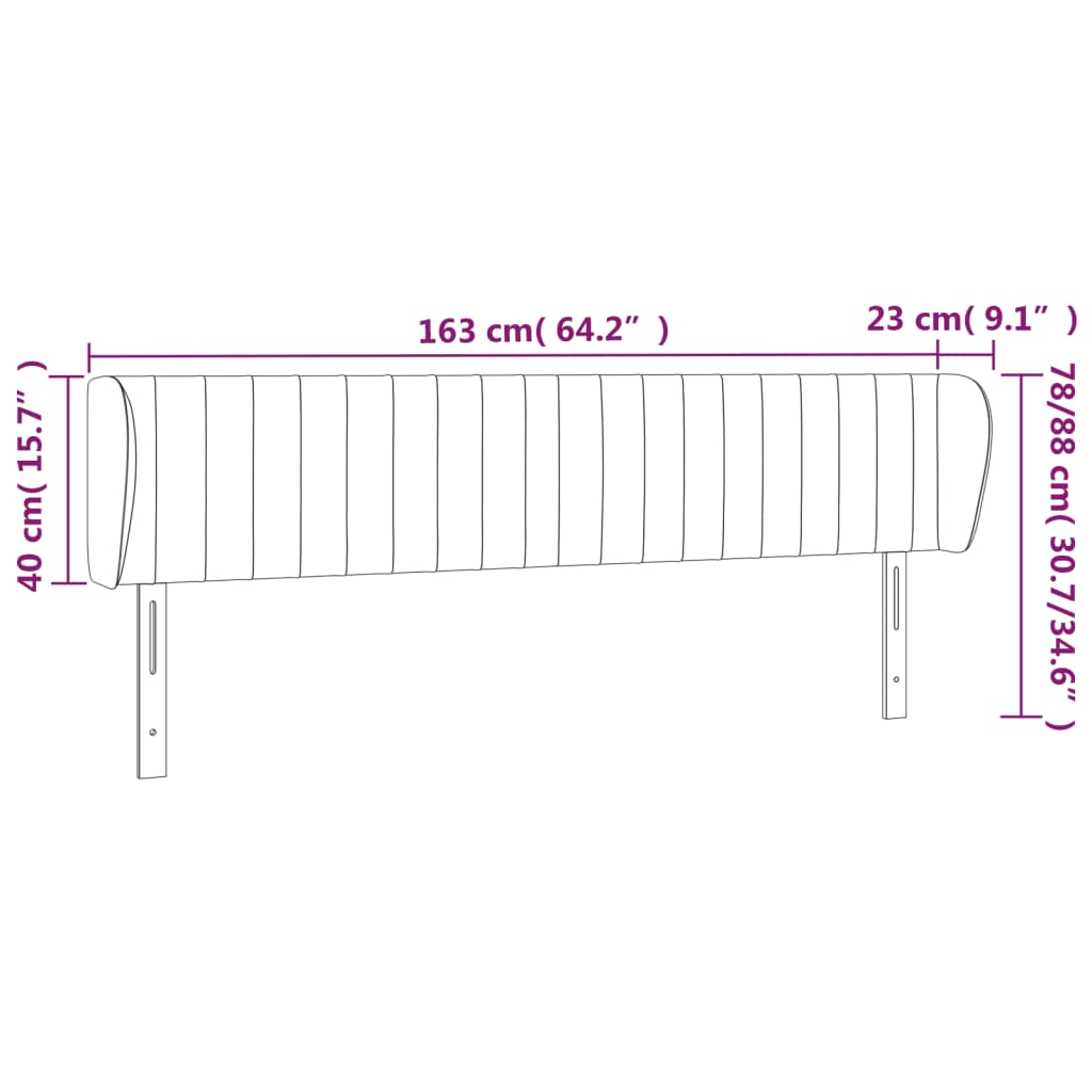 vidaXL Cabecero de tela gris claro 163x23x78/88 cm