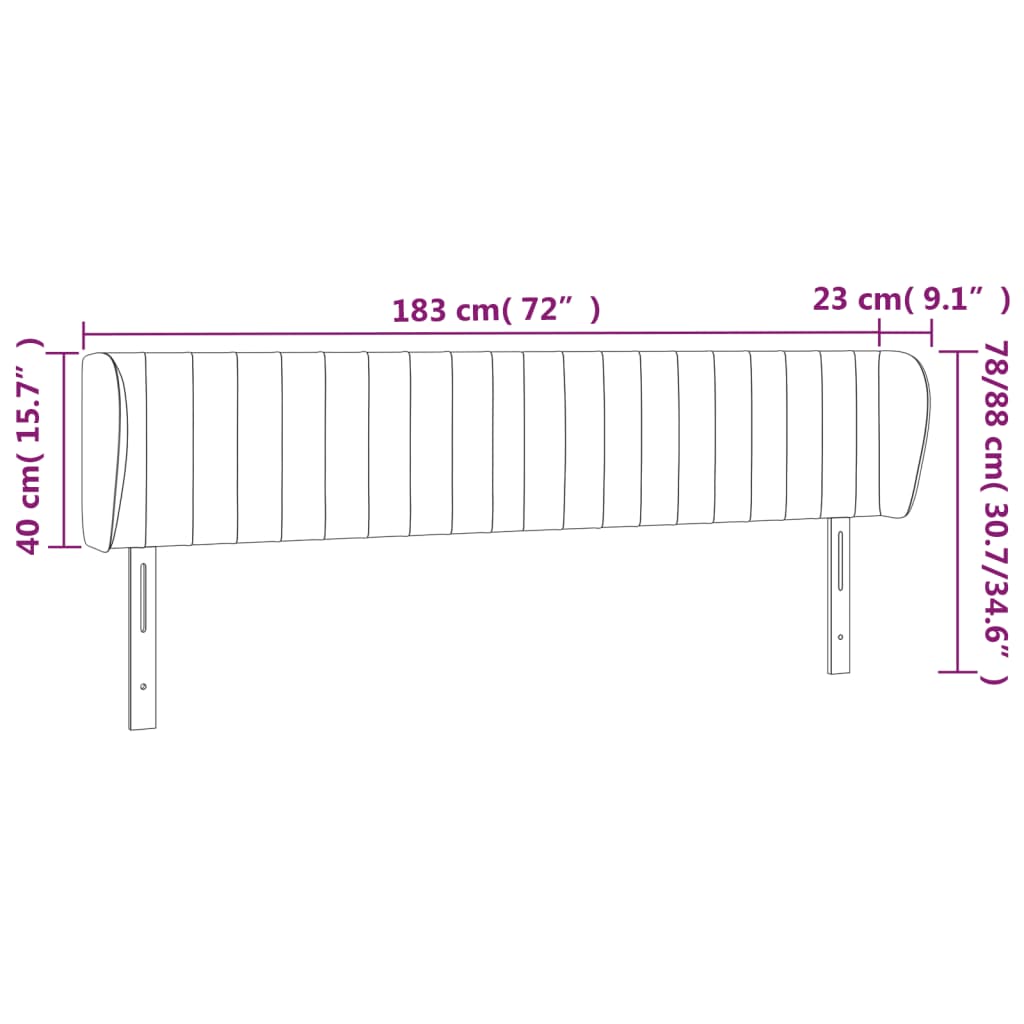 vidaXL Cabecero de tela color crema 183x23x78/88 cm