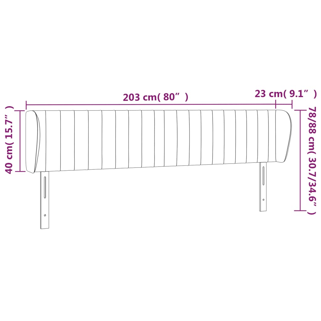 vidaXL Cabecero de tela gris claro 203x23x78/88 cm