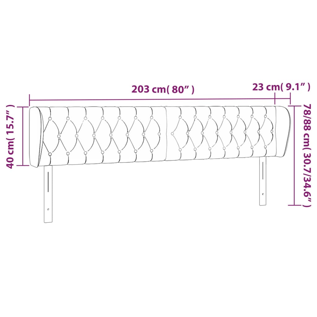 vidaXL Cabecero de tela gris oscuro 203x23x78/88 cm