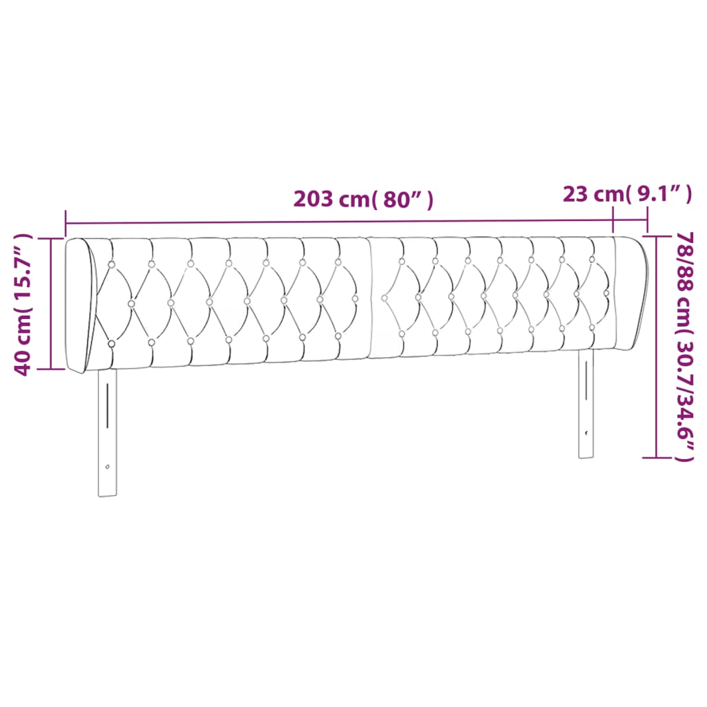 vidaXL Cabecero de tela color crema 203x23x78/88 cm