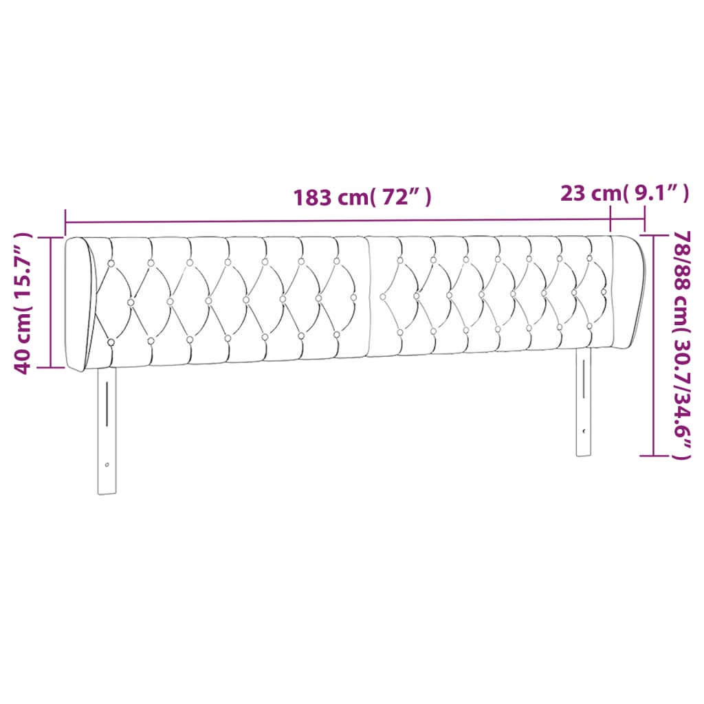 vidaXL Cabecero de terciopelo negro 183x23x78/88 cm