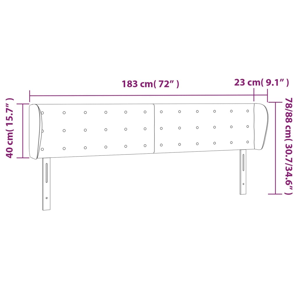 vidaXL Cabecero de tela color crema 183x23x78/88 cm