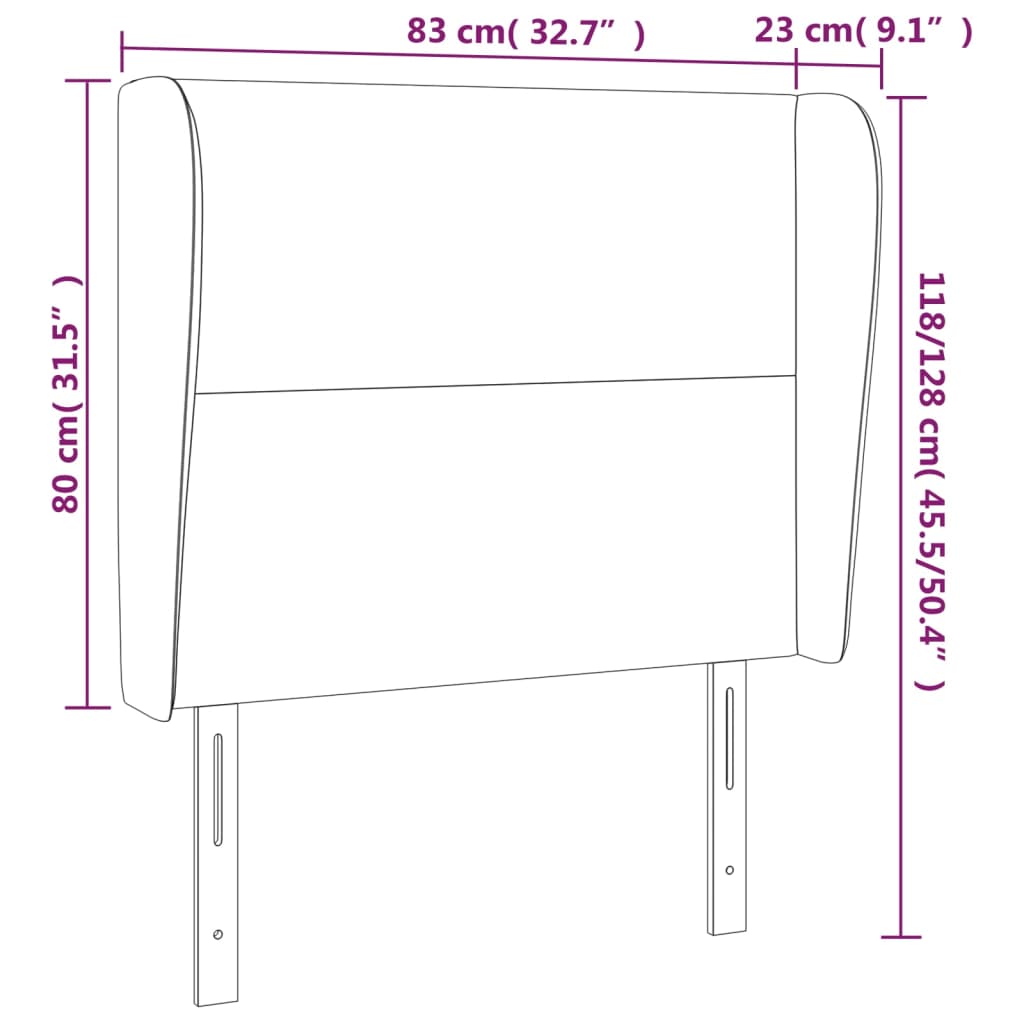 vidaXL Cabecero con orejas de tela gris claro 83x23x118/128 cm