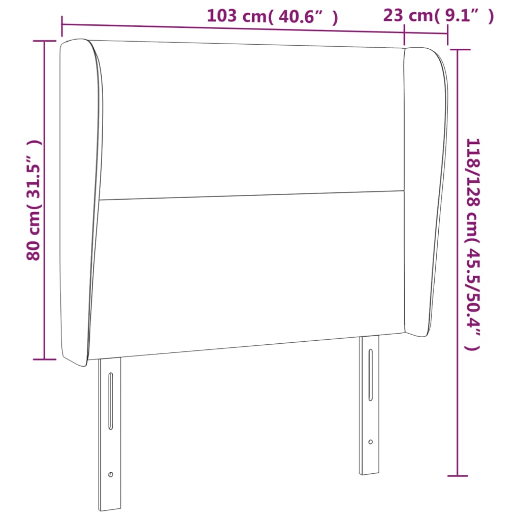 vidaXL Cabecero con orejas de tela color crema 103x23x118/128 cm