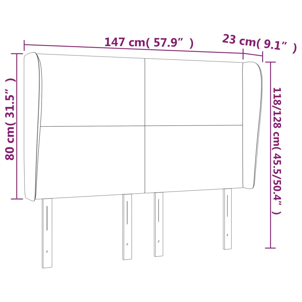 vidaXL Cabecero con orejas de tela azul 147x23x118/128 cm