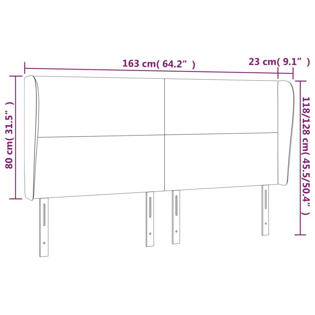 vidaXL Cabecero con orejas de tela gris claro 163x23x118/128 cm