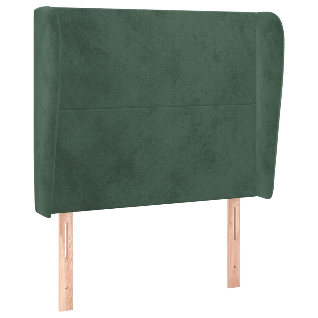 vidaXL Cabecero con orejas de terciopelo verde oscuro 83x23x118/128 cm