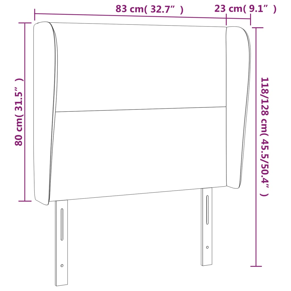 vidaXL Cabecero con orejas de terciopelo azul oscuro 83x23x118/128 cm