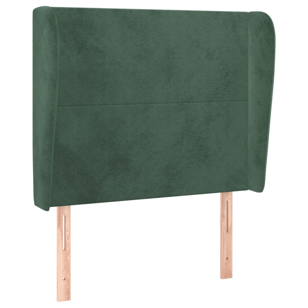 vidaXL Cabecero con orejas de terciopelo verde oscuro 93x23x118/128 cm