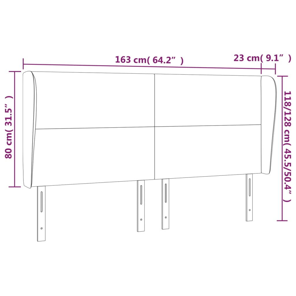 vidaXL Cabecero con orejas de terciopelo rosa 163x23x118/128 cm