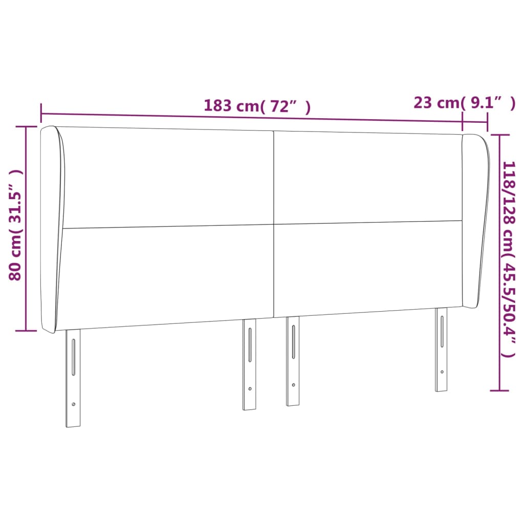 vidaXL Cabecero con orejas de terciopelo rosa 183x23x118/128 cm