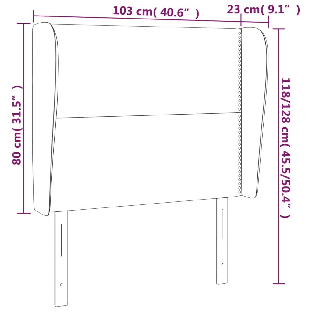 vidaXL Cabecero con orejas de tela gris claro 103x23x118/128 cm