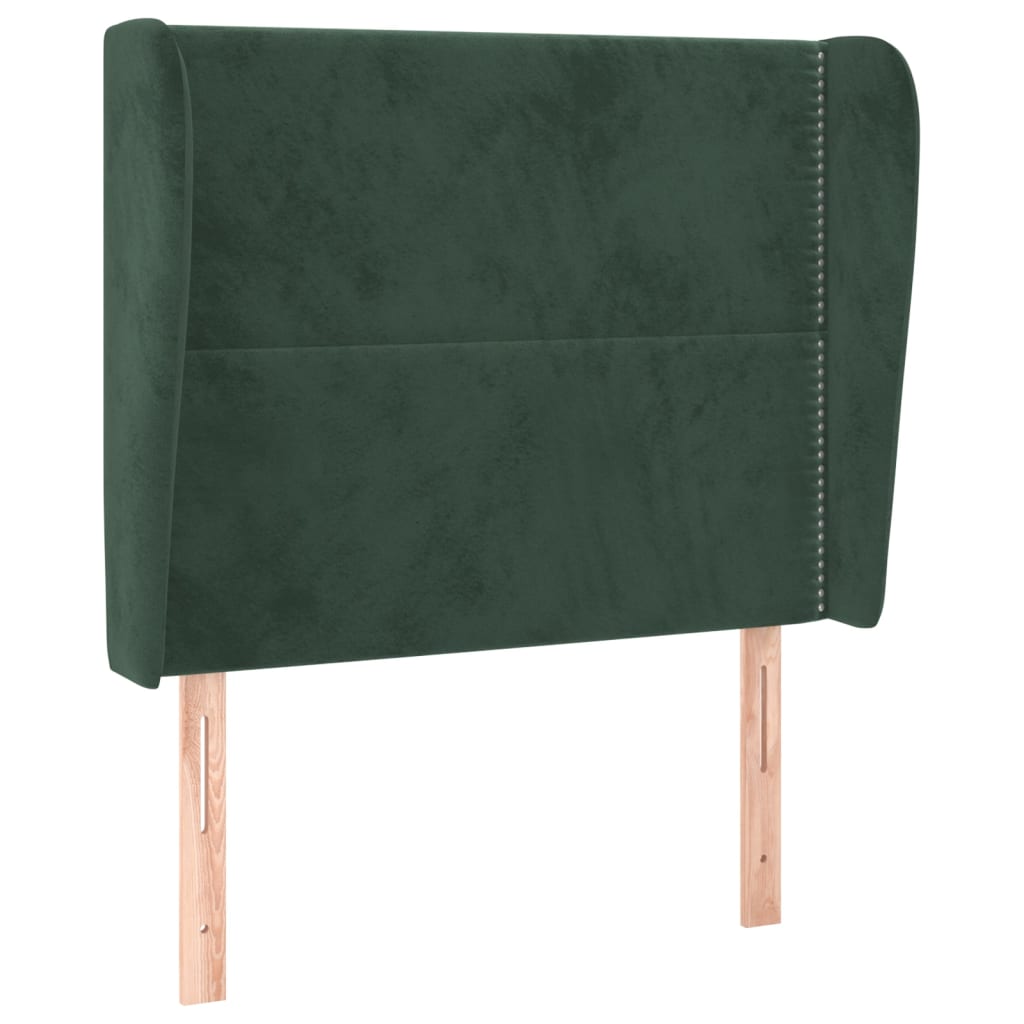 vidaXL Cabecero con orejas de terciopelo verde oscuro 83x23x118/128 cm