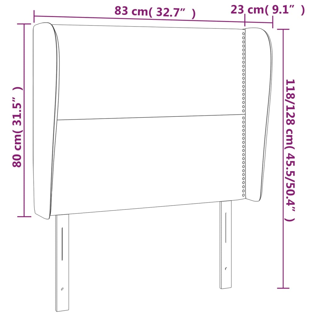 vidaXL Cabecero con orejas de terciopelo rosa 83x23x118/128 cm