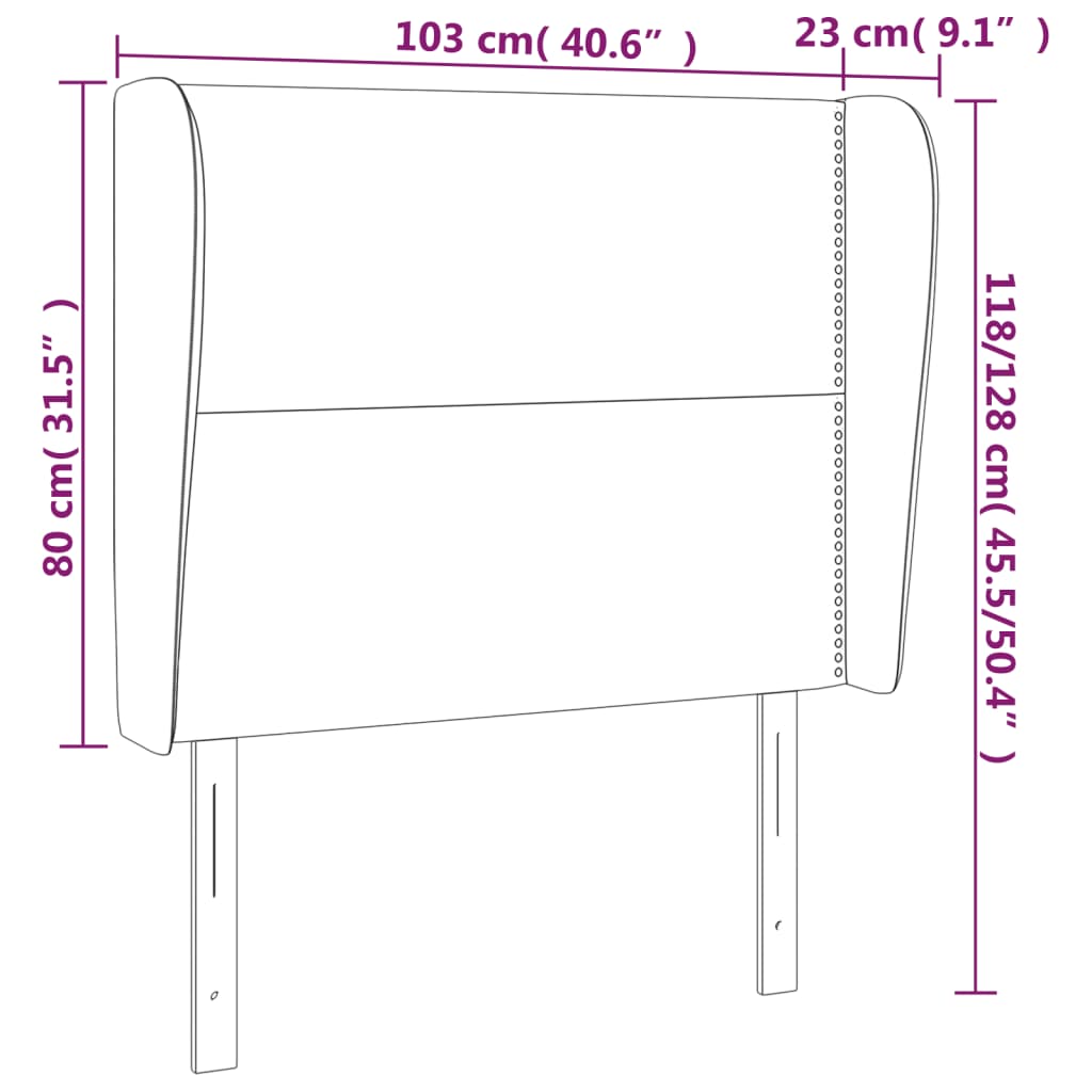 vidaXL Cabecero con orejas de terciopelo verde oscuro 103x23x118/128cm