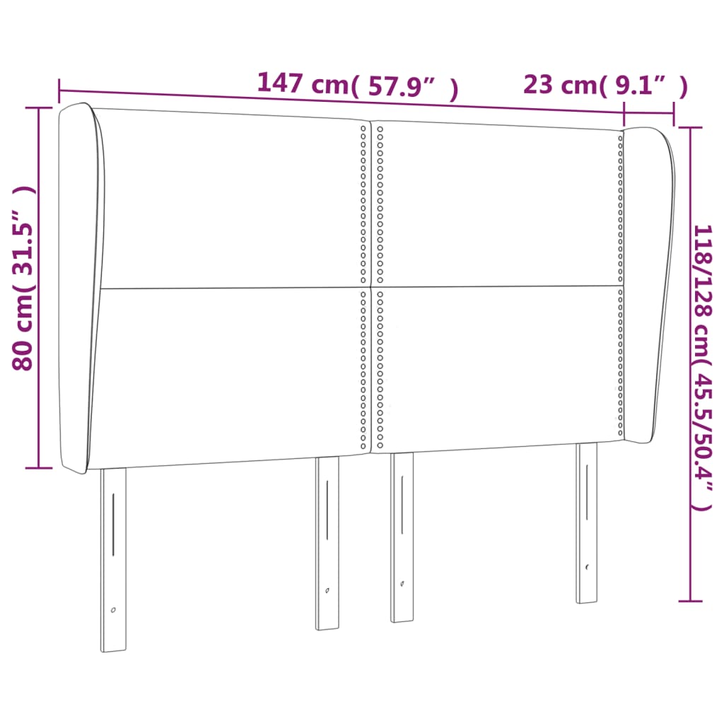 vidaXL Cabecero con orejas de terciopelo rosa 147x23x118/128 cm