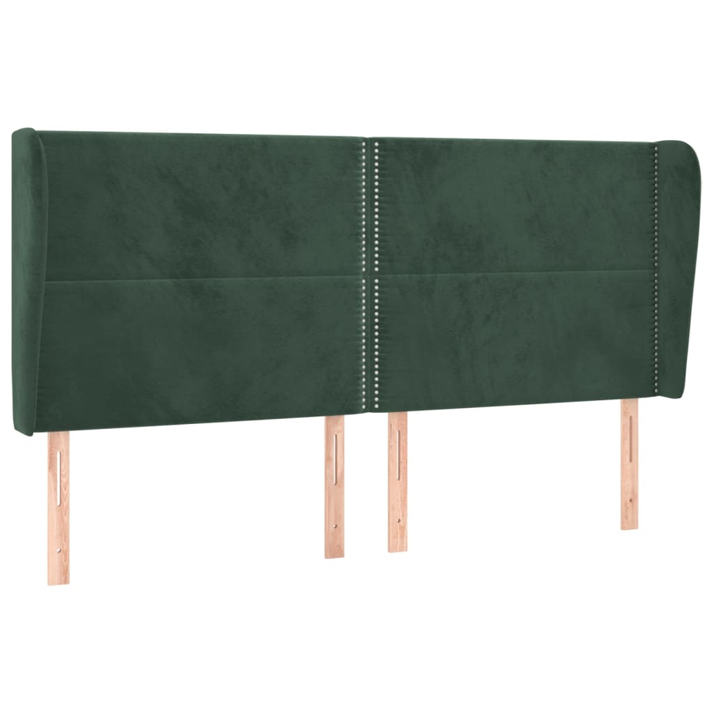 vidaXL Cabecero con orejas de terciopelo verde oscuro 163x23x118/128cm