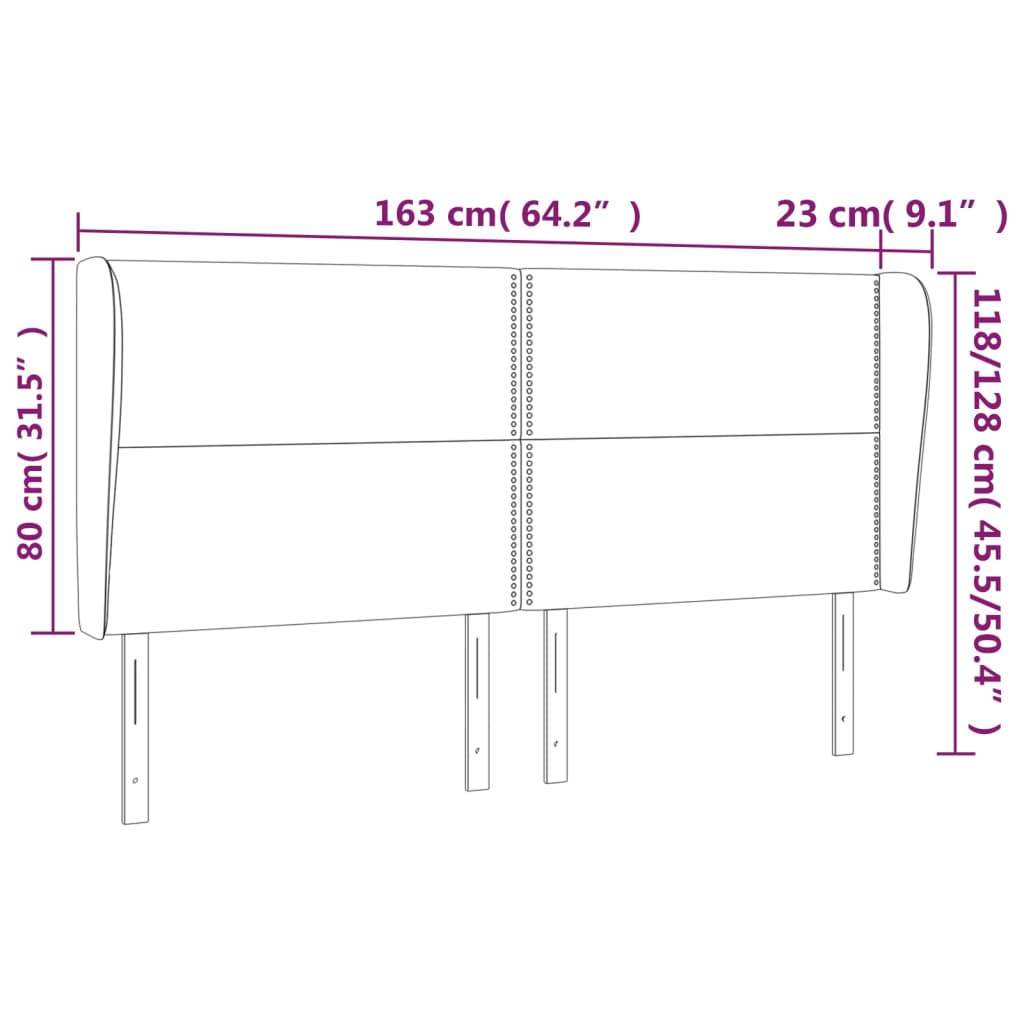 vidaXL Cabecero con orejas de cuero sintético blanco 163x23x118/128 cm