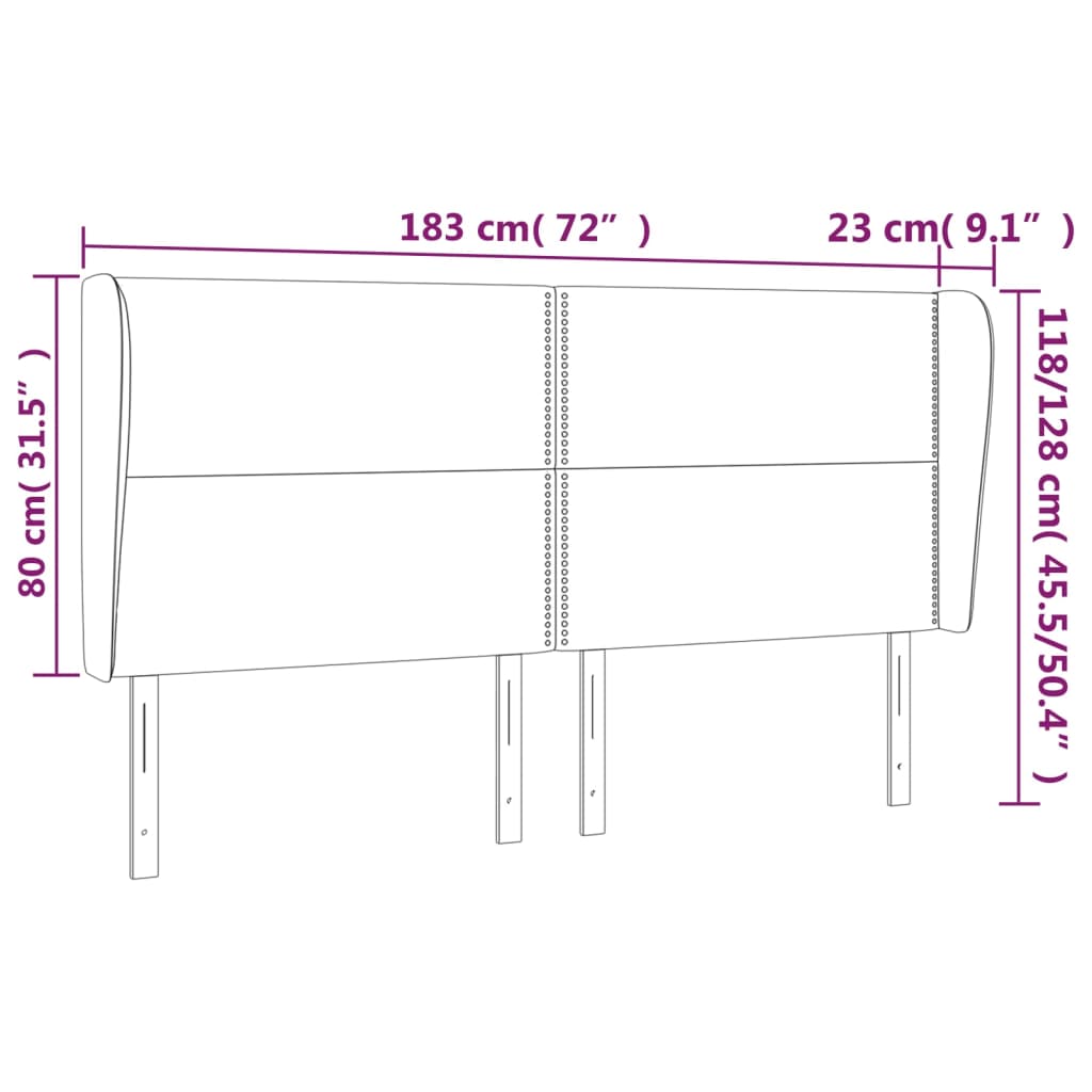 vidaXL Cabecero con orejas cuero sintético capuchino 183x23x118/128 cm