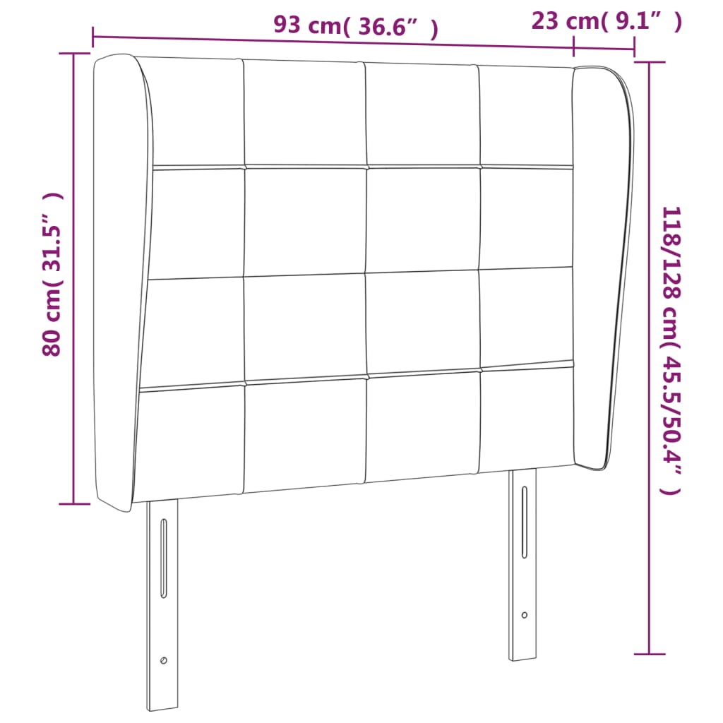 vidaXL Cabecero con orejas de tela gris oscuro 93x23x118/128 cm