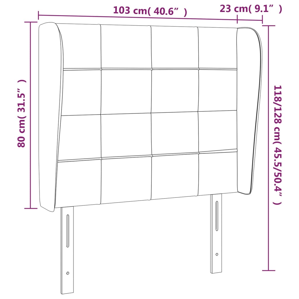 vidaXL Cabecero con orejas de tela color crema 103x23x118/128 cm