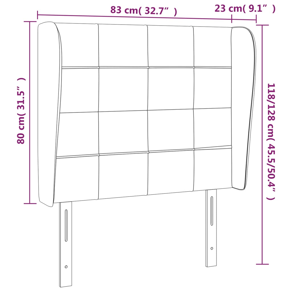 vidaXL Cabecero con orejas de terciopelo gris claro 83x23x118/128 cm